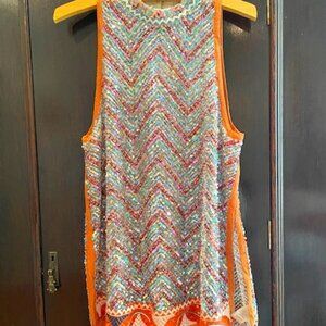Free People Multi-colored sequin tank top/tunic.